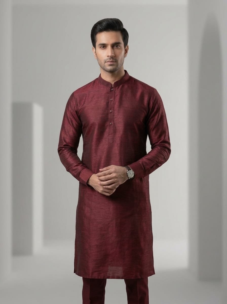 Mahroon Rao-Silk Kurta Trouser